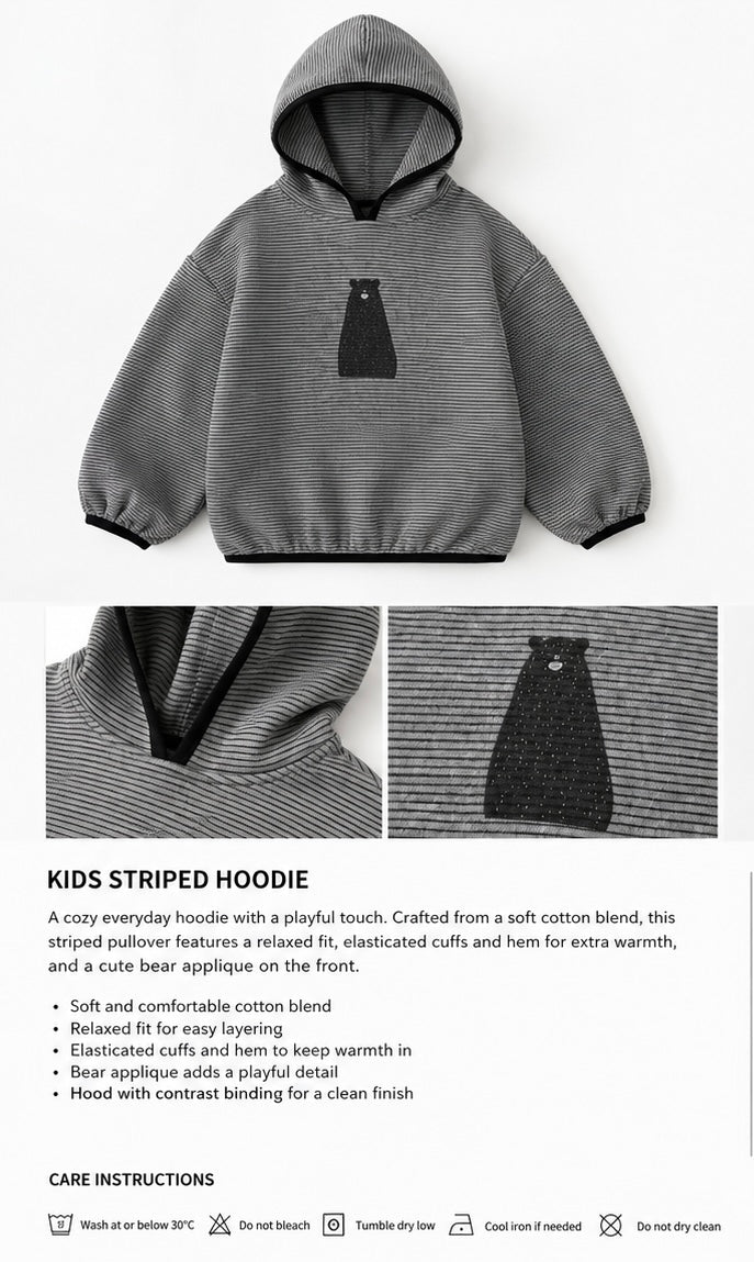 Kids Korean Style Striped Hoodie