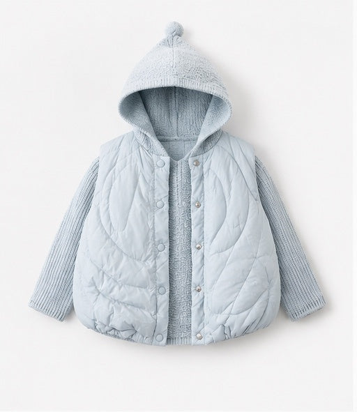 Kids’ 2-Piece Knit Hoodie & Quilted Vest Set