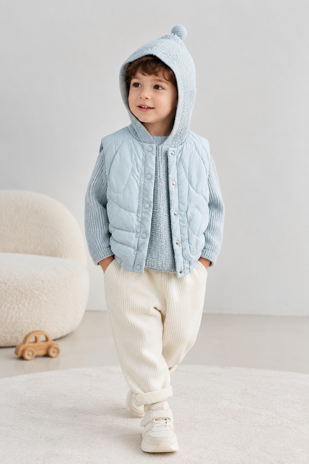 Kids’ 2-Piece Knit Hoodie & Quilted Vest Set