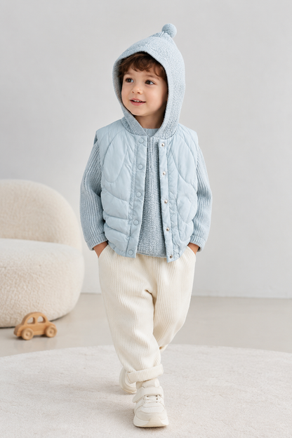 Kids’ 2-Piece Knit Hoodie & Quilted Vest Set
