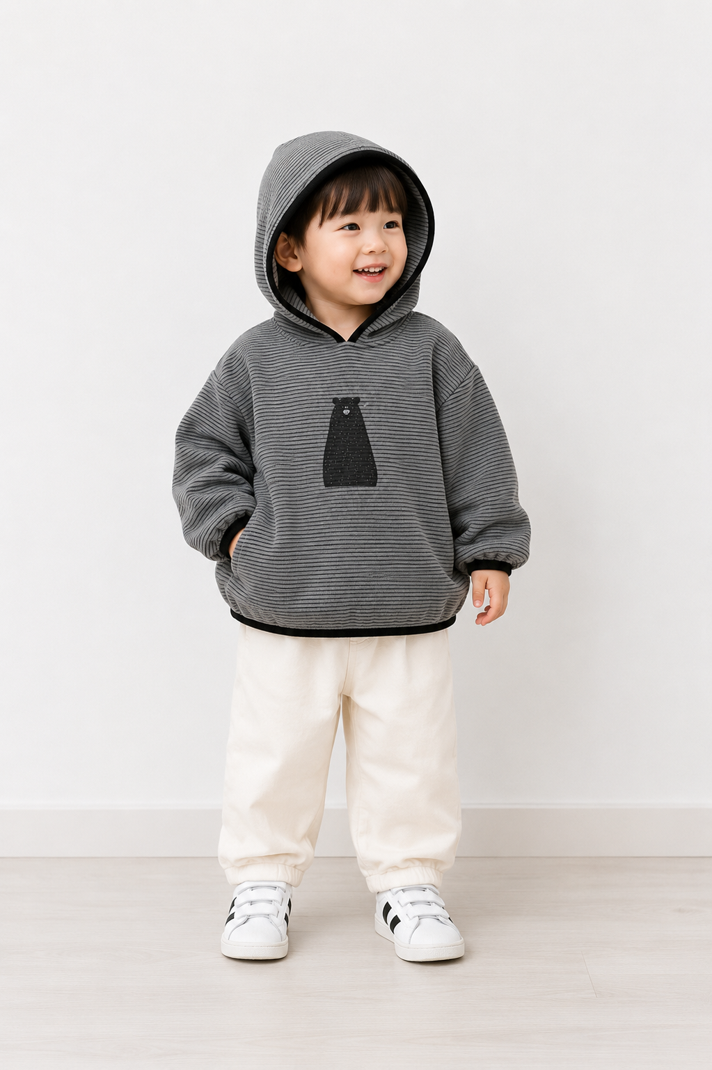 Kids Korean Style Striped Hoodie