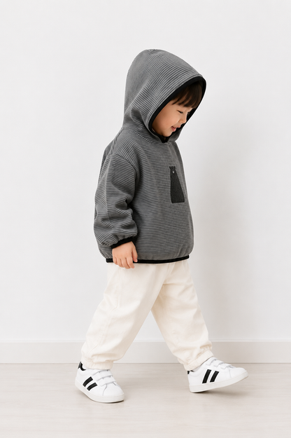 Kids Korean Style Striped Hoodie