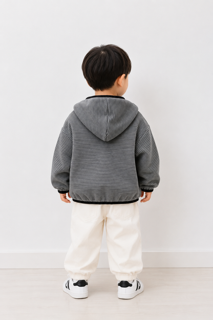 Kids Korean Style Striped Hoodie